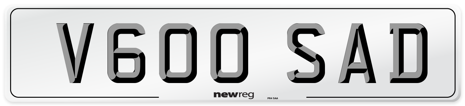V600 SAD Number Plate from New Reg